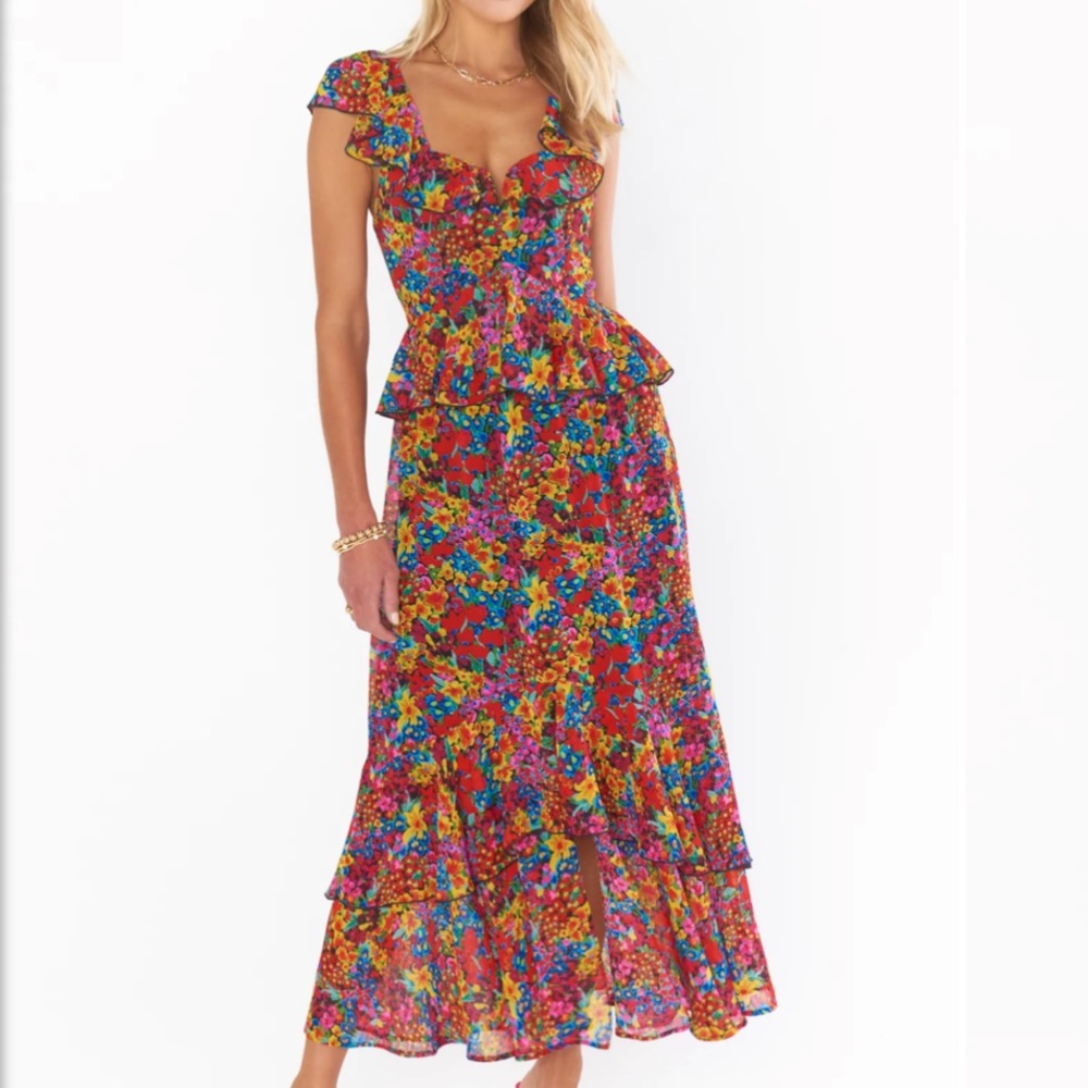 Reese Ruffle Dress in Garden Glow, size large, worn once